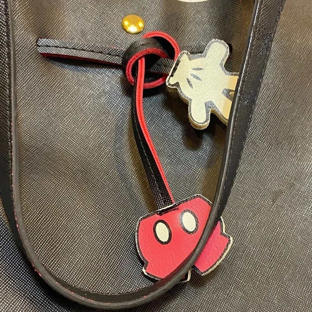 Disney Mickey Mouse Black Leather Tote Bag